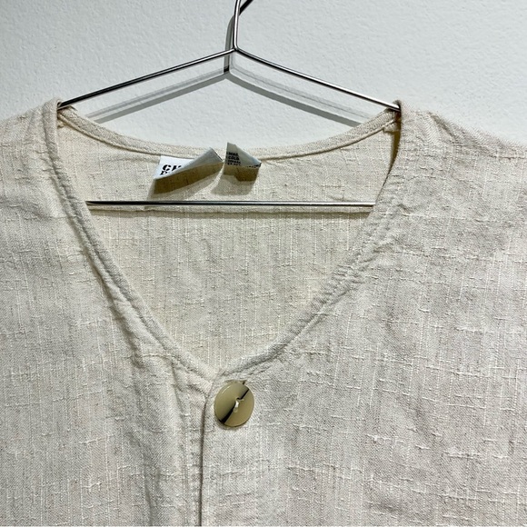Vintage Chico’s Design Size 0.Lightweight Flax Rayon Blend.Button Down Tan Shirt - Picture 5 of 8